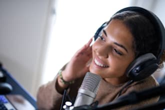be your female singer, musical producer record for intro, youtube podcast jingle