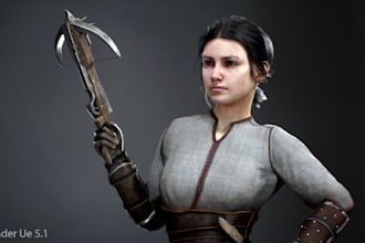 model 3d ue5 realistic character render,game character,texture,retopology,3drig