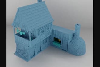 design 3d model terrain dnd buildings, for tabletop games miniature 3d print stl