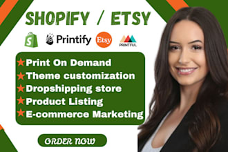 shopify print on demand, shopify pod store, printify printful etsy store