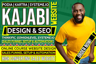 create online course website on kajabi, thinkific, podia landing page, checkout