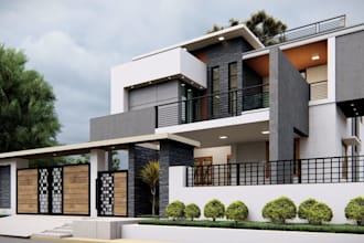 elevation exterior building residential,brick facade, terrace design,master plan