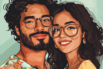 create you anime couple art portrait