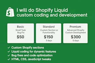 do shopify liquid custom code and development