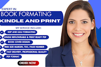 do formatting for print and kindle layout design book publishing for amazon lulu