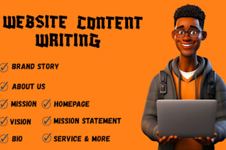 write brand story, mission, vision, about us as a content website writer