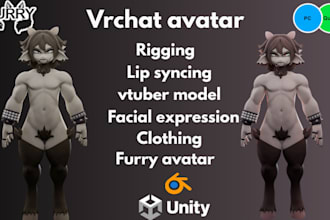 model and rig high quality vrchat or vtuber avatar for unity, vrm, animaze, vrc