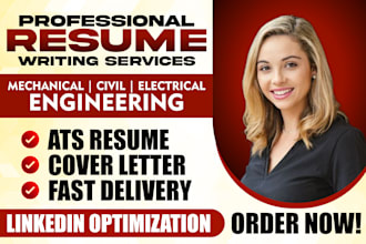 write mechanical, civil, electrical, engineering resume, cover letters and CV