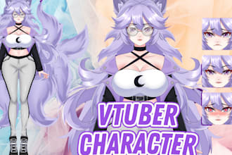 original character design sheet or reference sheet in anime vtuber style
