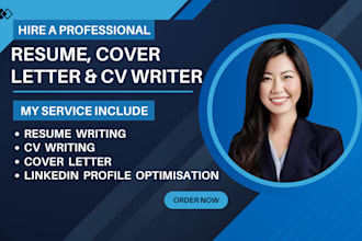 write your resume, cover letter, CV, and optimize your linkedin profile