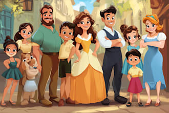 draw a minimalistic vector portrait for your family
