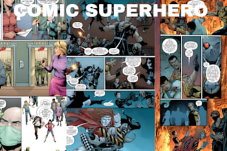 superhero comic book panel page character art illustration design, graphic novel