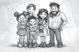 illustrate a romantic family couple portrait