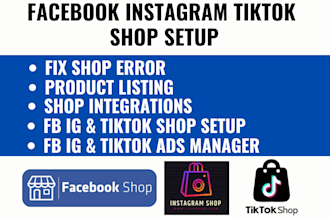 setup manage tiktok shop instagram shop facebook shop shopify store integration
