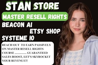 set up stan store, beacon ai, systeme io, etsy shop and stan store marketing