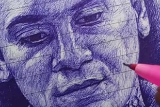 draw custom portrait sketches with ball pen