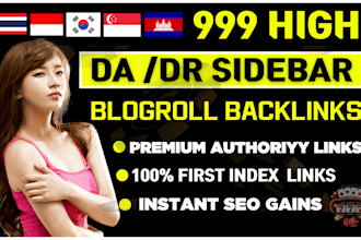 high DR 60 to 80 homepage blogroll sidebar footer dofollow backlinks