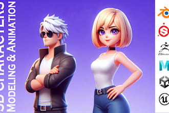 create stylized 3d character modeling, rigging, and animation