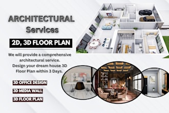 do architectural 3d floor plan and interior design with realistic 3d rendering