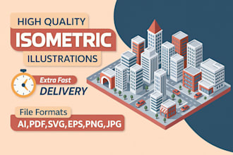 create 3d isometric illustrations and event map isometric illustration event map