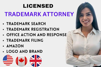your licensed USA trademark attorney, amazon and do trademark registration,uspto