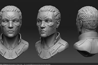 sculpt detailed 3d head model 3d statue 3d face model 3d mask for 3d printing