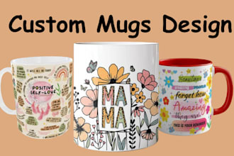 do custom vector mug design with printify for esty print on demand, amazon merch