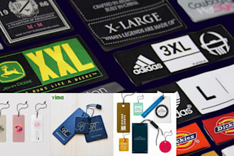 design clothing labels, neck labels, woven labels, hang tags, price tag, hem tag