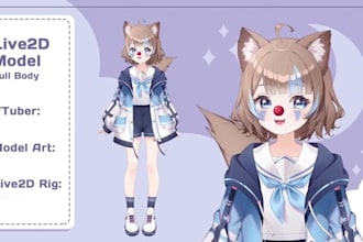 draw and rig live2d vtuber model, 2d vtuber model, vtuber rigging, vtuber design