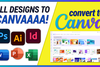 convert designs indesign, PSD, illustrator, word, powerpoint to canva