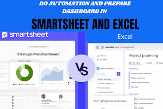 create dashboard and automate workflows using smartsheet and excel, asana flows