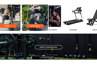 design gym and fitness equipment shopify store workout bench dumbbells website