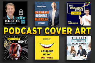 do modern unique podcast cover art, podcast logo and any graphics design