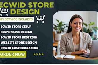 ecwid store website design bigcommerce,  ecom expert for setup, SEO,