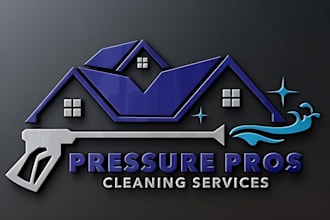 create clean house, janitorial or commercial cleaning service logo