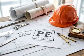 license US septic system design, drainage plan pe stamp