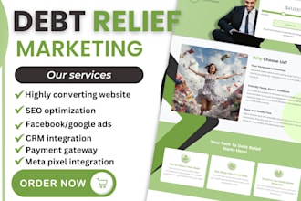 design debt relief sales funnel, to generate debt relief leads debt settlement