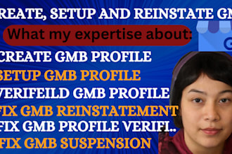 create, setup, reinstate and reopen gmb suspension with gmb profile verification