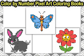 create custom color by number pixel art coloring books