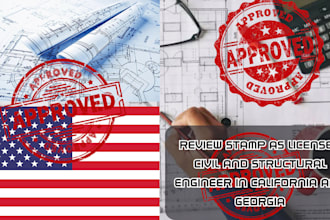 review stamp as licensed civil and structural engineer in california and georgia
