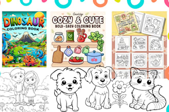 design bold and easy coloring line art book children illustration on amazon kdp