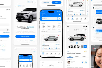 design ui ux car rental car auction and taxi booking mobile apps using figma