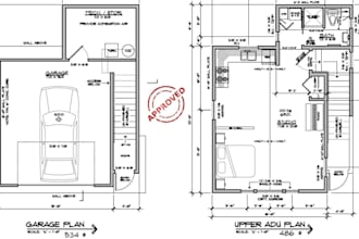 foundation plan permit drawing framing,roof,elevations plan adu permit pe stamp