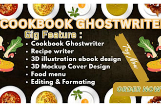 do cookbook design,cookbook writer,cookbook formatting and amazon KDP publishing