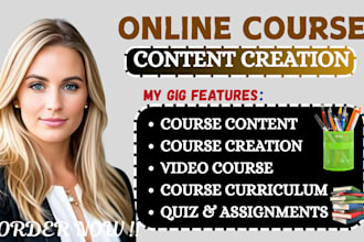 do ebook online course content, lesson plan,  video course creation
