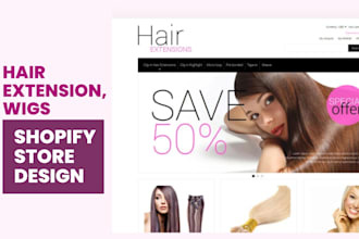 design hair extension shopify store wigs bundles lashes shopify store website