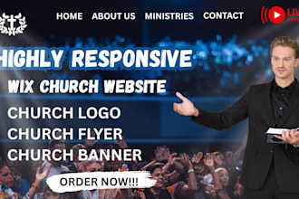 design and redesign donation livestream website, church logo, banner, flyer