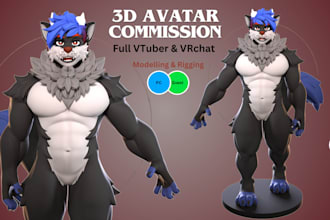 do 3d anime model, custom vrchat avatar for vrc, vtubing, pc or quest