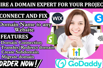 fix, transfer godaddy domain,subdomain to shopify, wix,connect domain to any web