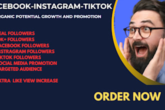 grow facebook, instagram, tiktok organically in real marketing and real follower